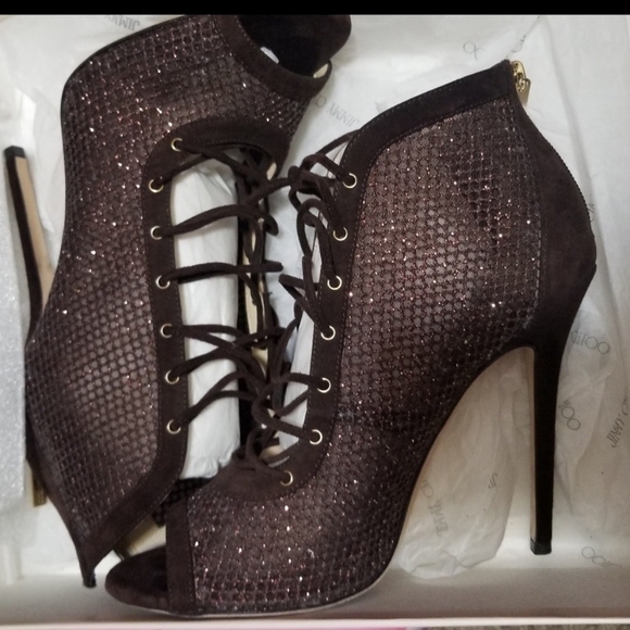 Jimmy Choo glitter mesh open toe booties - Picture 4 of 4